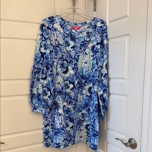 NET Lilly Pulitzer Blue and White BARTLETT Floral DRESS